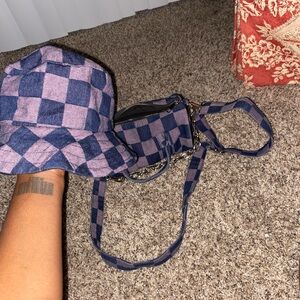 Denim Checker Board Duffle Purse with matching hat